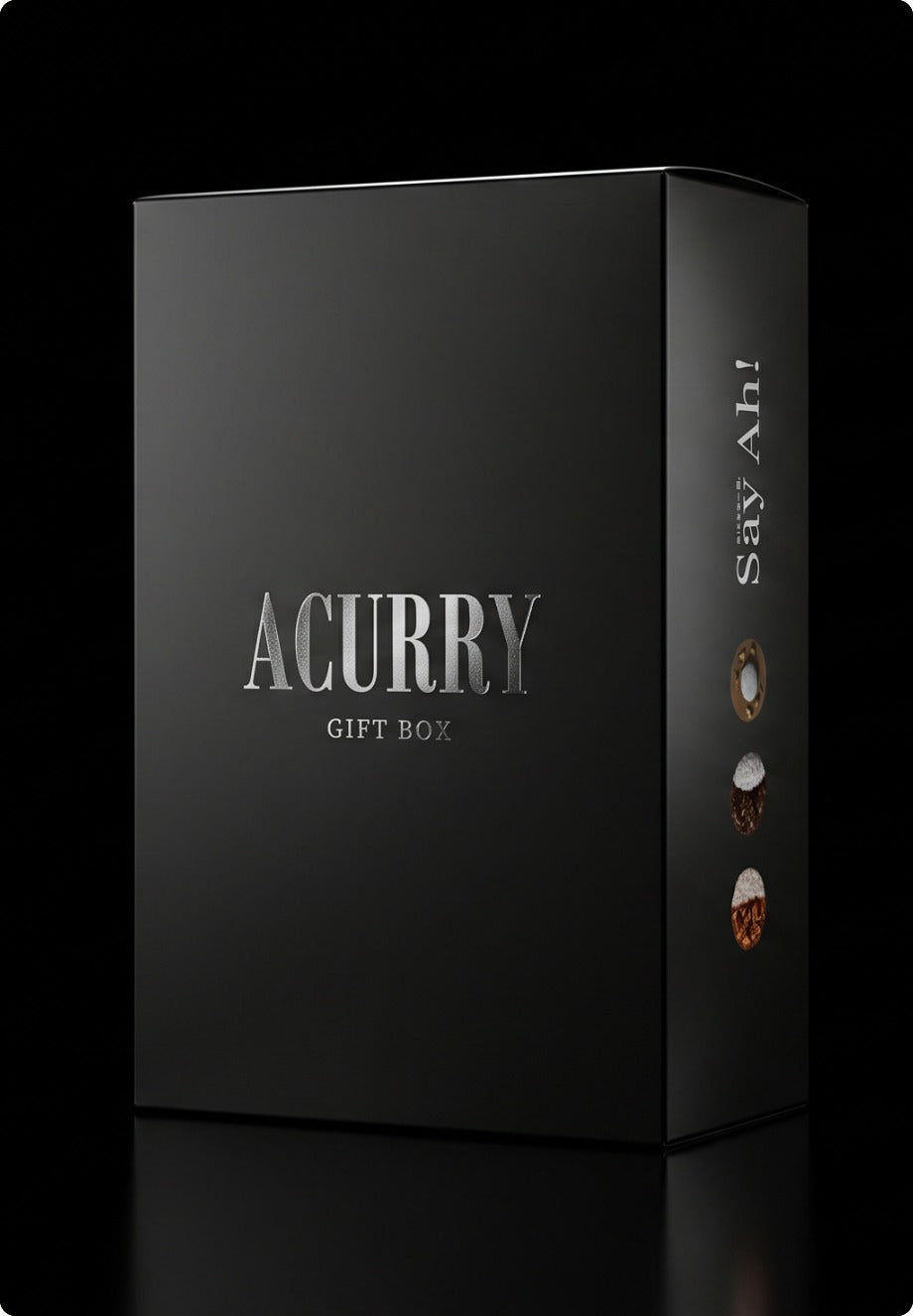 A CURRY ギフトボックス 表面の銀箔ロゴ